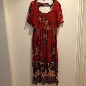 Bohme MIDI Floral Dress with Peek-a-boo back